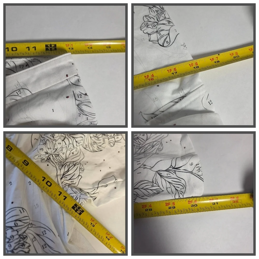 The Kit White Cotton Wide Leg Cargo Botanical Paint-By-Number Pants Sz 26